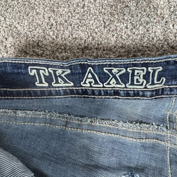 TK Axel Jeans Mens 35x30 Blue Slim Boot Stretch Embroidered Pockets AXMB005-6 - Picture 7 of 15